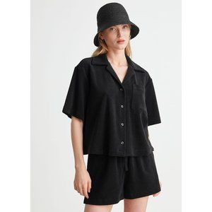 [& Other Stories] Boxy Terry Cotton Shirt in Black